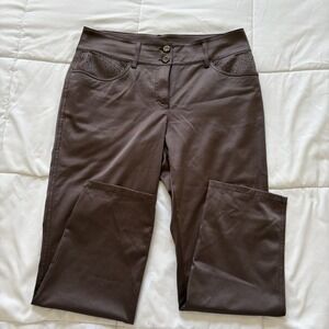 Elegance Paris Faux Leather Pants Brown Womens Quiet Luxury‎ Hippie Feminine Y2K